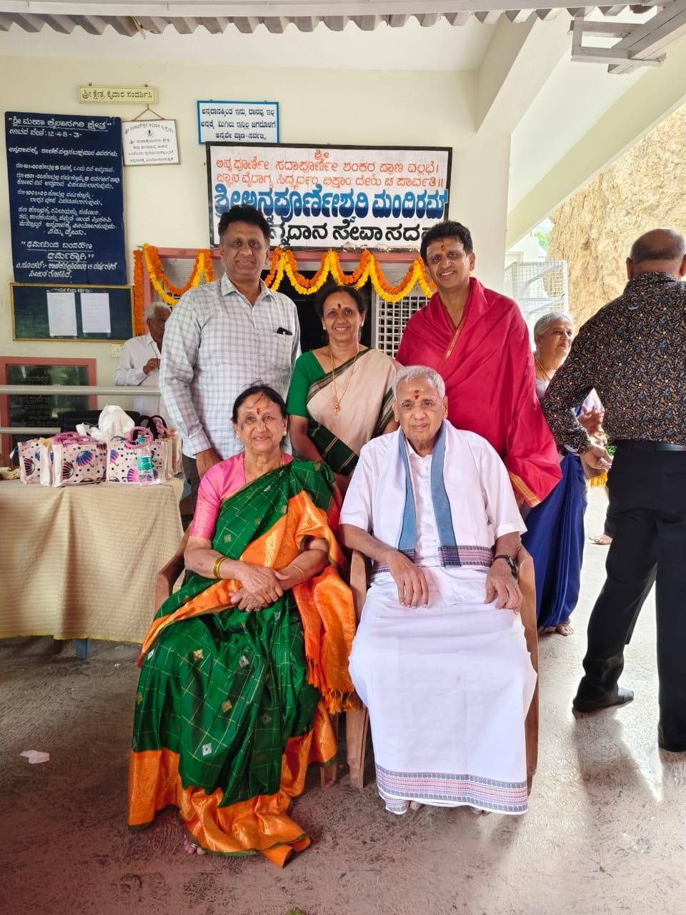 Visitors at Kailasagiri Cave Temple, where free meals are served daily